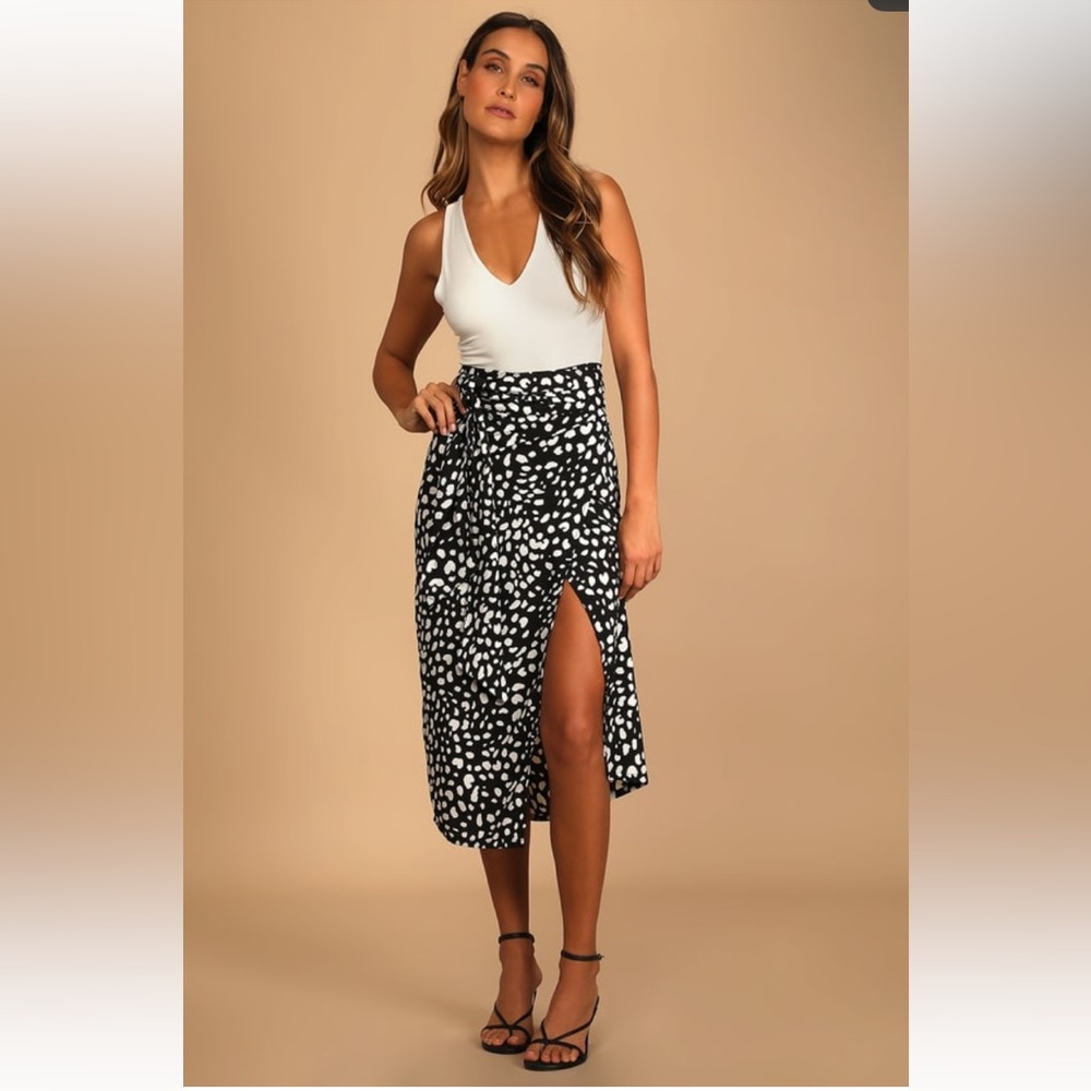 Lulus leopard wrap midi skirt